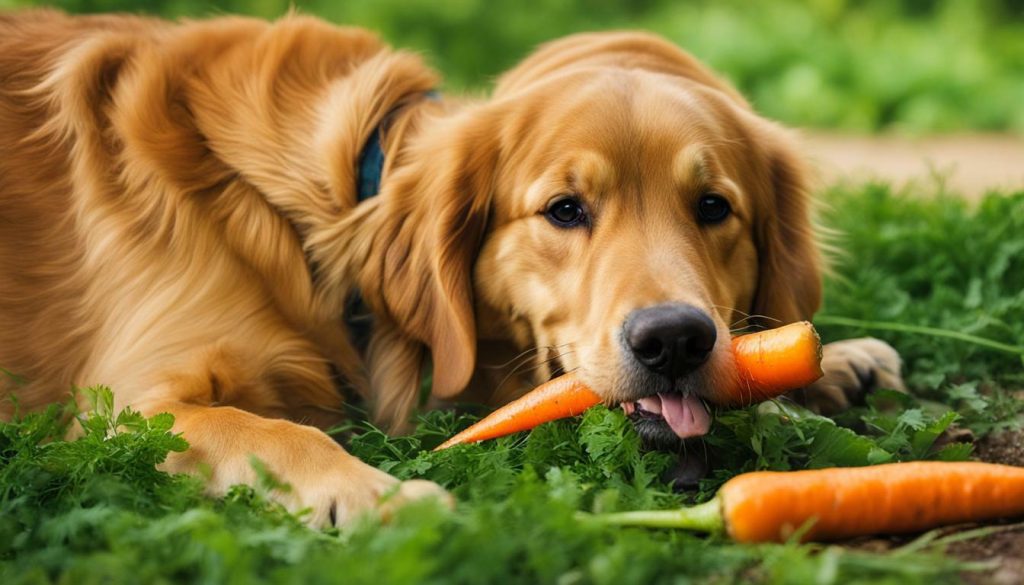dog eating a carrot