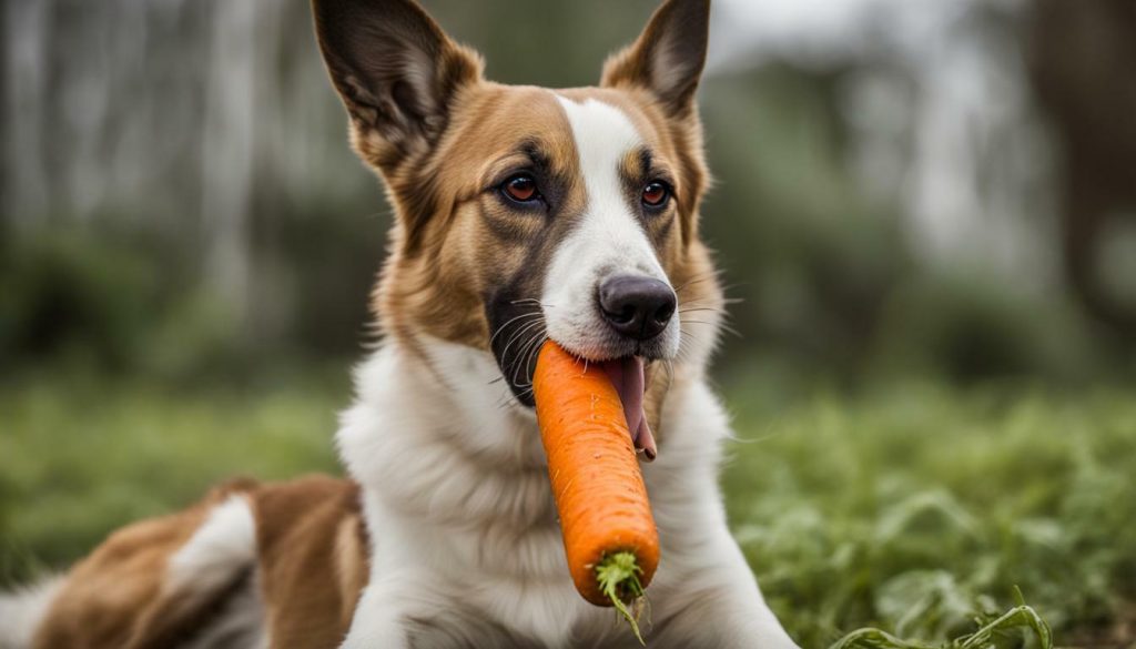 dog eating carrot