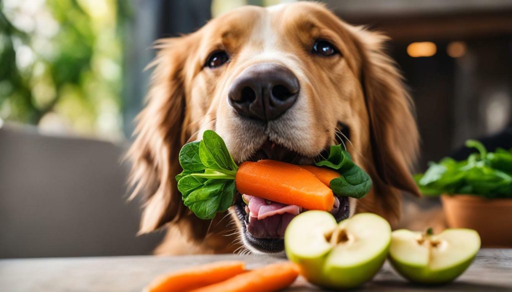 dog eating healthy food