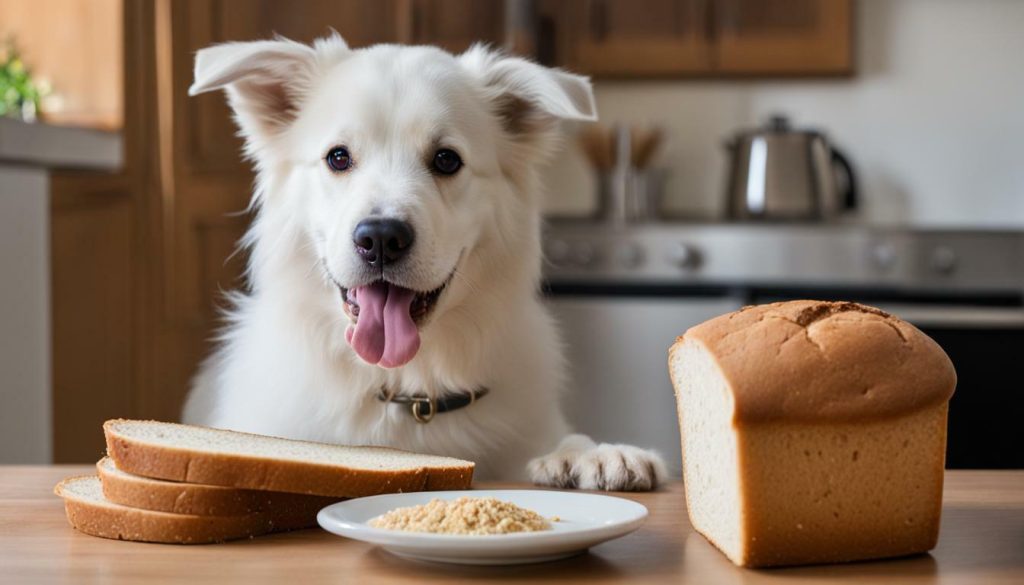 dog enjoying bread