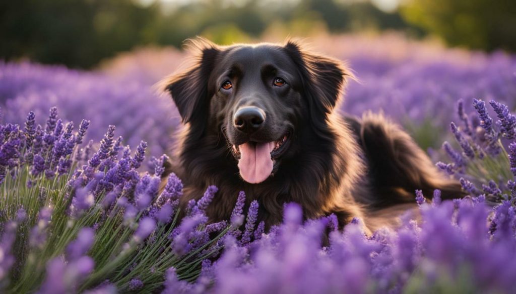 dog with lavender