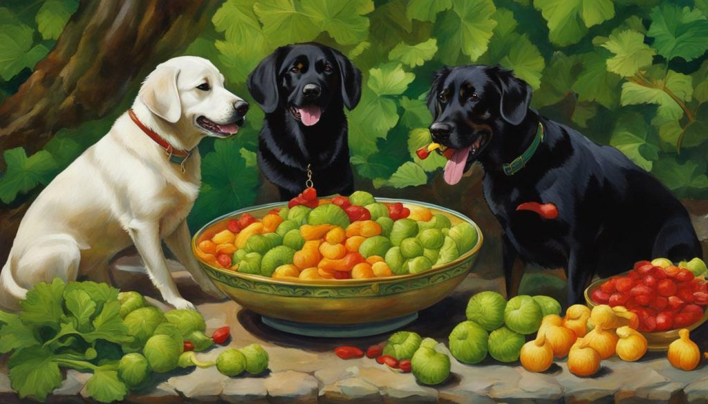 dogs enjoying water chestnuts