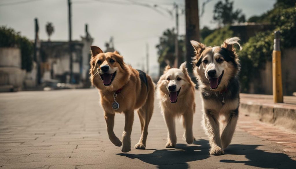 walking dogs on hot pavement