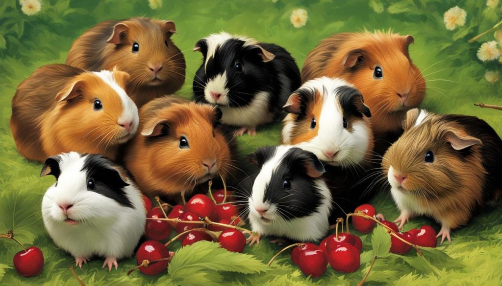 Feeding cherries to guinea pigs