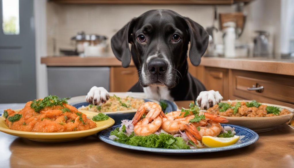 Feeding dogs shrimp portion control