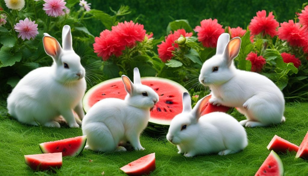 feeding watermelon to rabbits