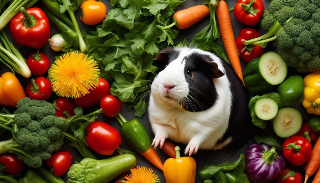guinea pig eating fresh vegetables