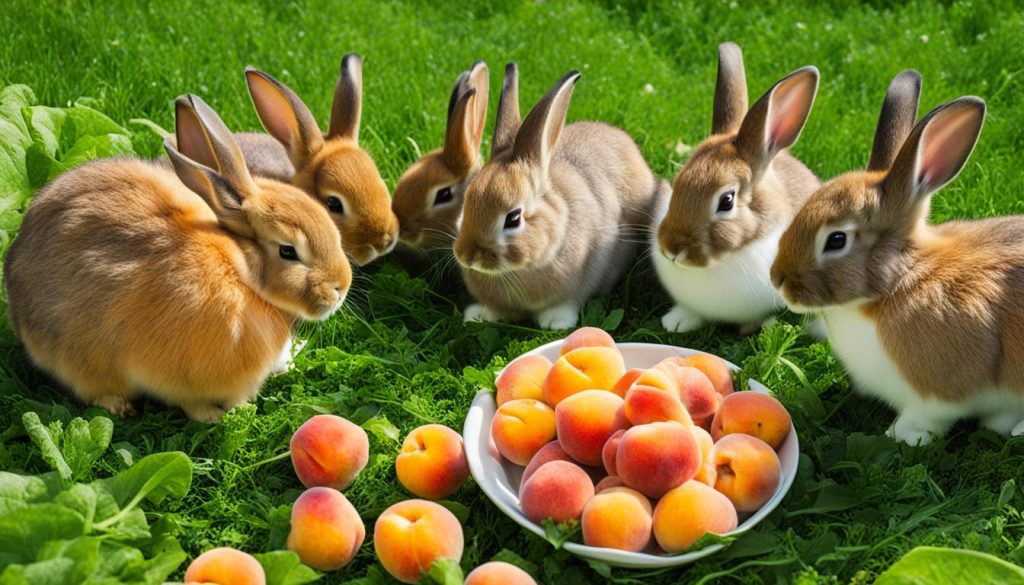 serving peaches to rabbits