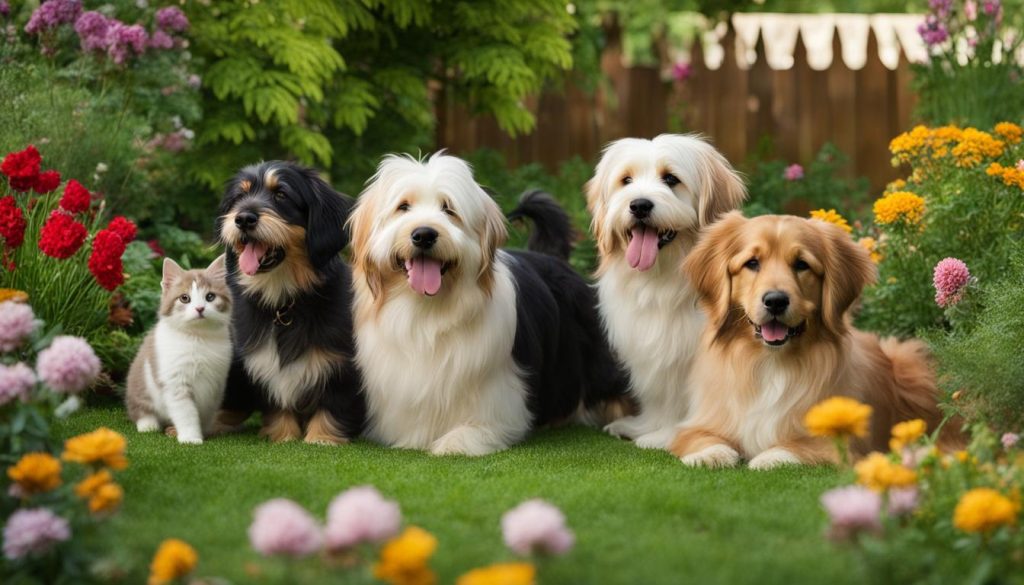 Tibetan Terrier socializing with other pets