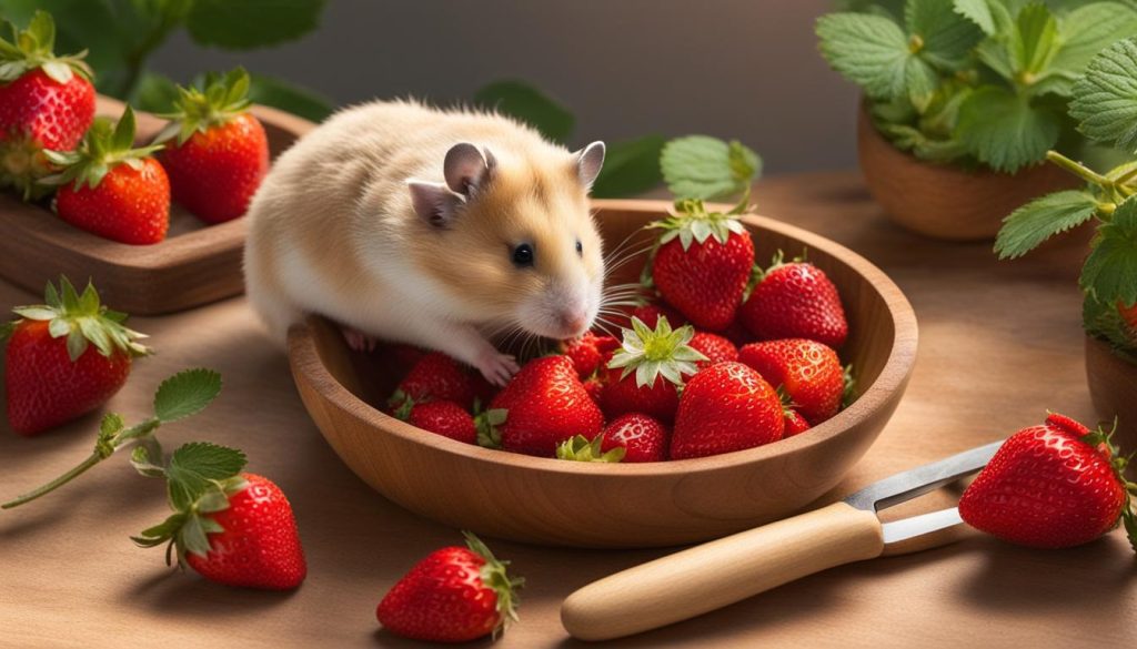 preparing strawberries for hamsters