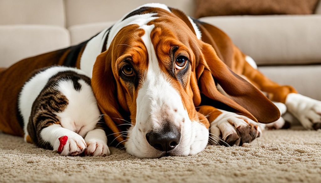 Basset Hound interaction with family and pets