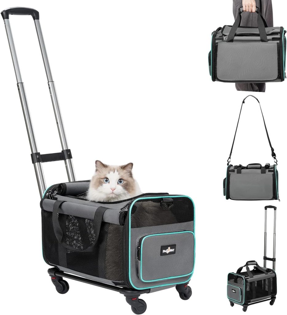 PAW BALLET Rolling Pet Carrier with Wheels
