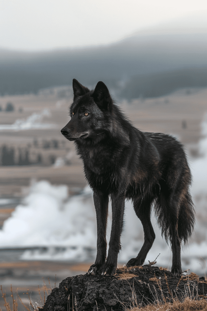 A Black Wolf in Yellowstone
