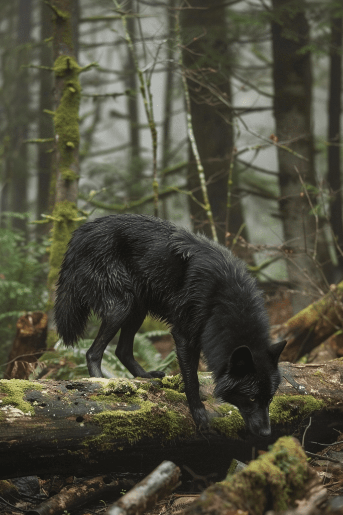 Unique Behaviors of Black Wolves
