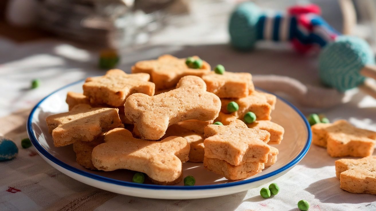 Image showcasing Homemade Chicken And Pea Dog Treats Recipe - Hearts Of Pets